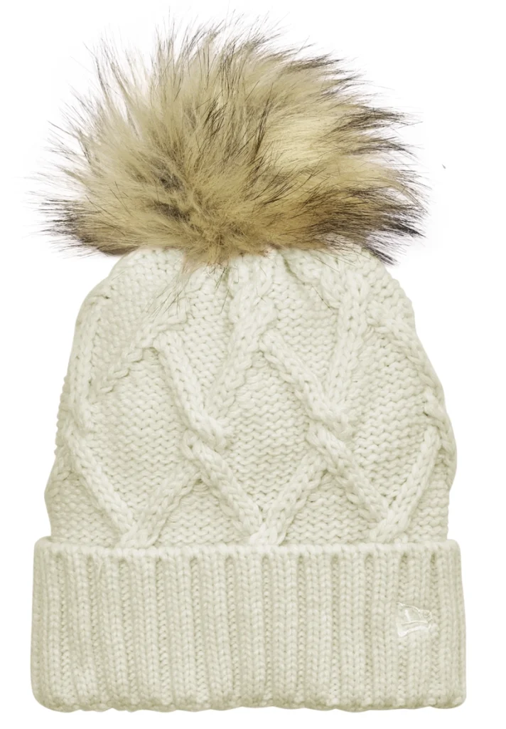 Ivory White New Era® Faux Fur Pom Beanie